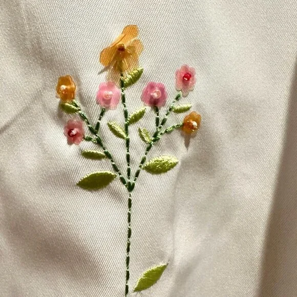 Alfred Dunner 90s Y2K Floral Pink White Zip Up Jacket Size 12 Cottagecore, - Picture 5 of 10